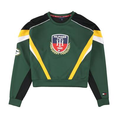 Tommy Hilfiger Womens Green Bay Packers Cropped Sweatshirt,, Green, Small
