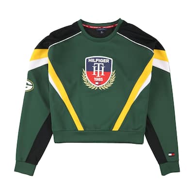 Tommy Hilfiger Womens Green Bay Packers Cropped Sweatshirt,, Green, Small