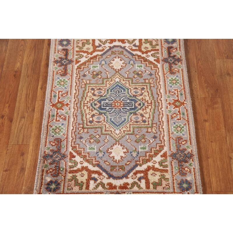 Geometric Gray Heriz Serapi Oriental Area Rug Handmade Wool Carpet - 2'0"x 3'0"