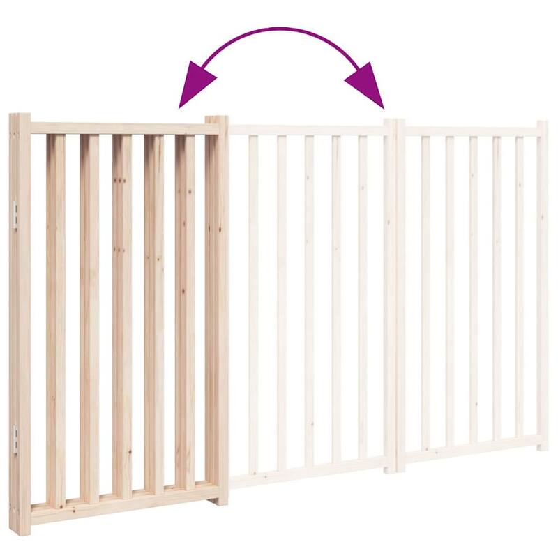 vidaXL Dog Gate Set of 3 Solid fir wood 59.1 in Foldable Dog Gate - 35.4 x 59.1 x 0.8