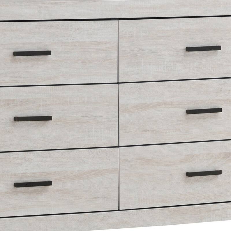 Dresser with 6 Drawers and Metal Bar Pulls, White