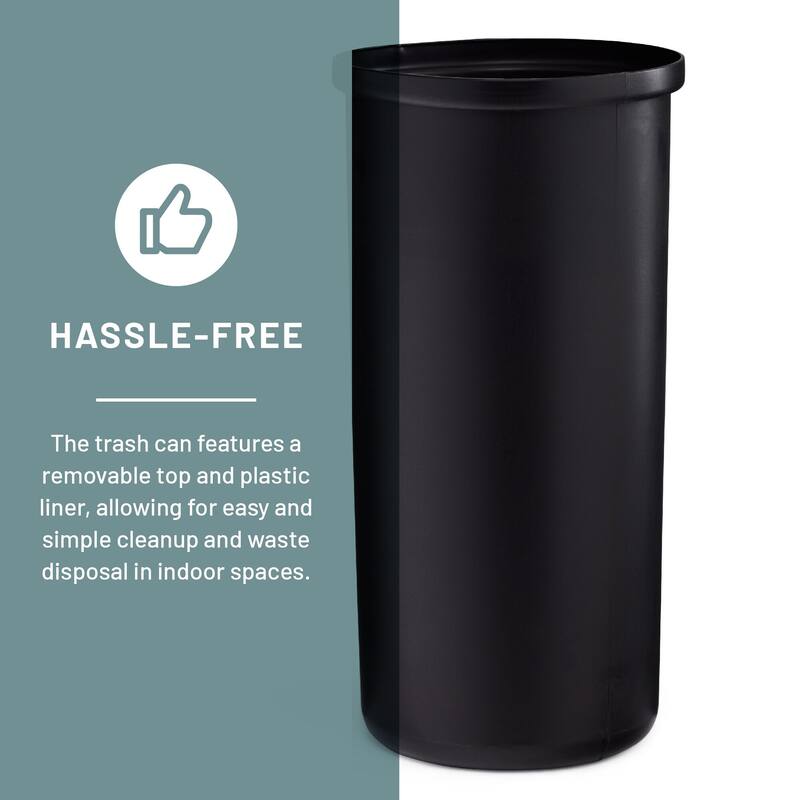 Metal Indoor Trash Can, 14-Gallon Garbage Can, Receptacle