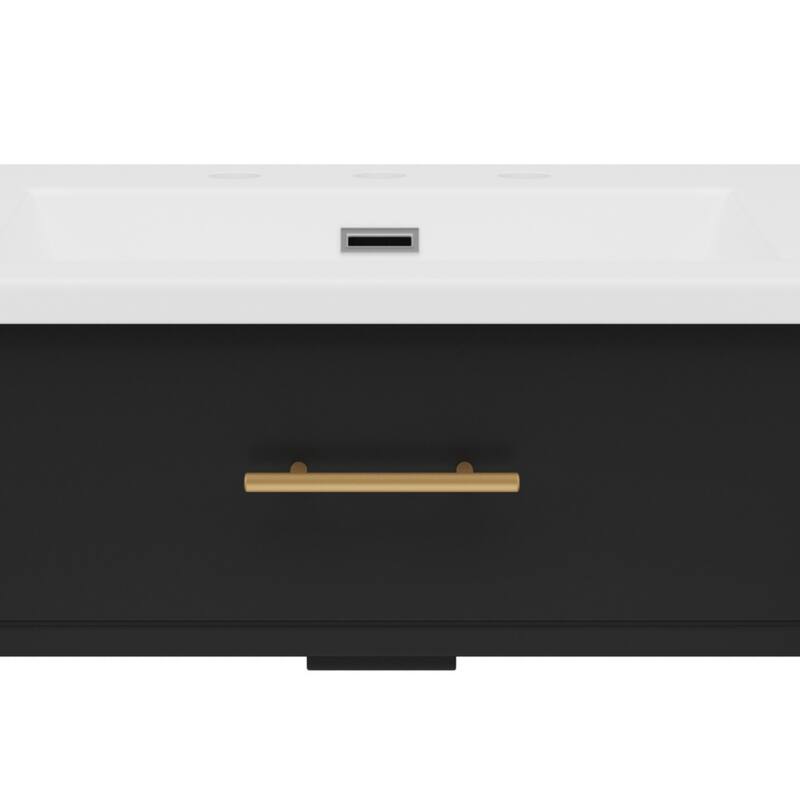 Bathroom Vanity with Ceramic Sink, Wooden Bathroom Storage Cabinet, Bathroom Cabinet with Soft Close Doors & Adjustable Shelf