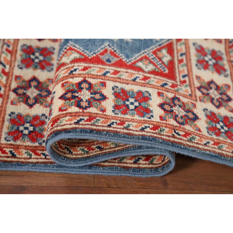 Blue Kazak Accent Rug Handmade Oriental Wool Carpet - 2'1" x 3'0"