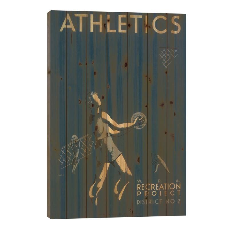 WPA Recreation Project: Athletics I Print On Wood by Library of Congress - Multi-Color - 26x18x1.5