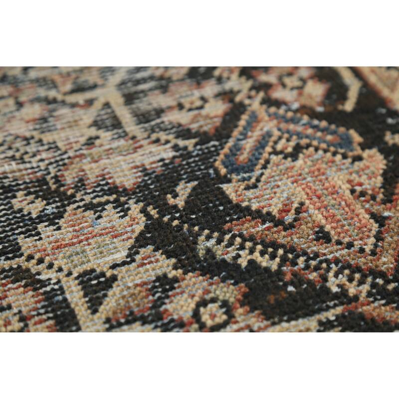 Hand Knotted Oriental 100% Wool Carpet Traditional Geometric Black Mahal Area Rug - 6' 6'' X 4' 1''
