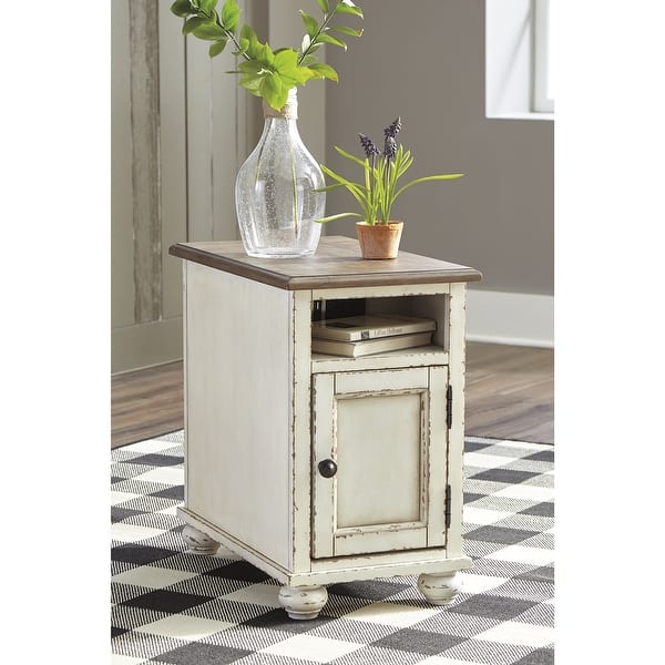 slide 9 of 8, Realyn White/Brown Traditional Chair Side End Table Off White - Veneer