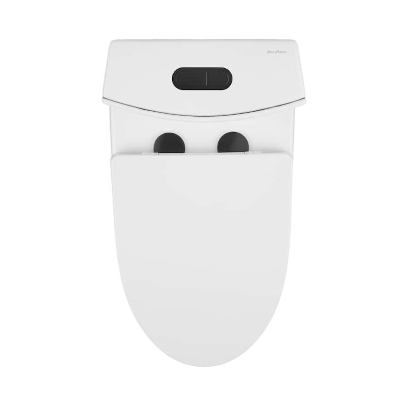 Angers One Piece Elongated Toilet Dual Vortex Flush, Black Hardware - 27" x 15.15" 33.05"