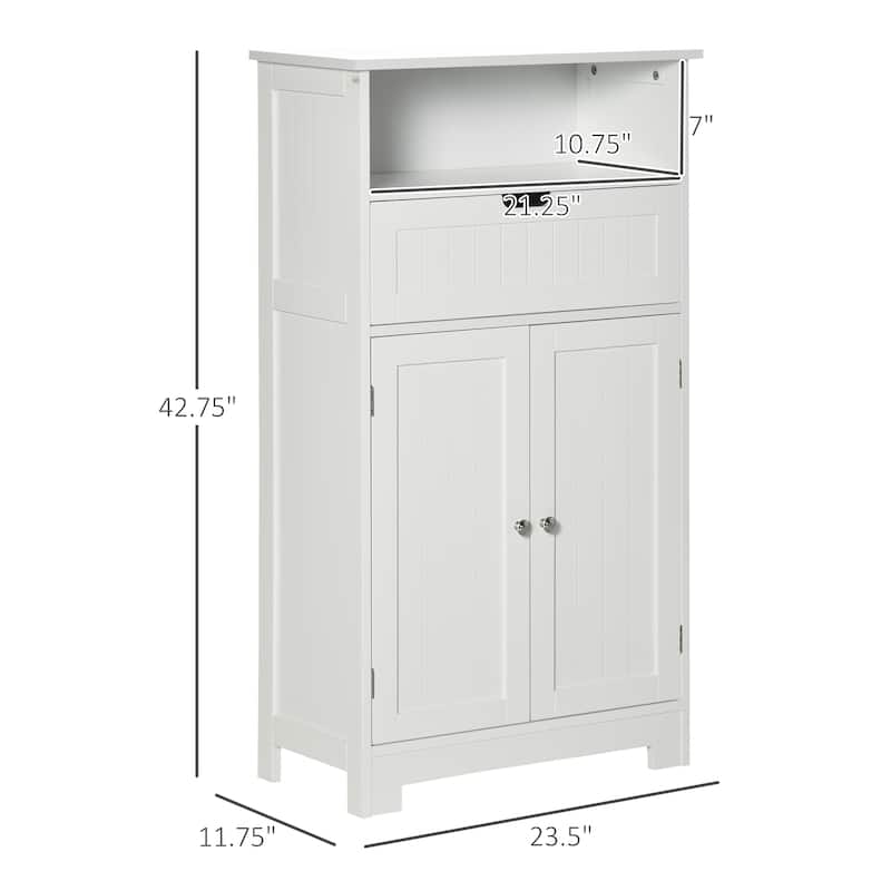 kleankin Bathroom Storage Cabinet Freestanding Bathroom Storage Organizer with Drawer and Adjustable Shelf , White - N/A