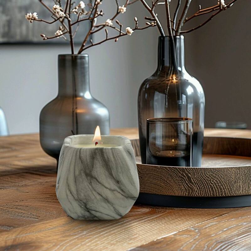 10 oz Grey Marbled Prism Bowl Candle
