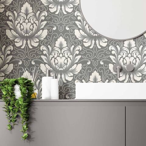 Grey Flower Peel and Stick Removable Wallpaper 5045