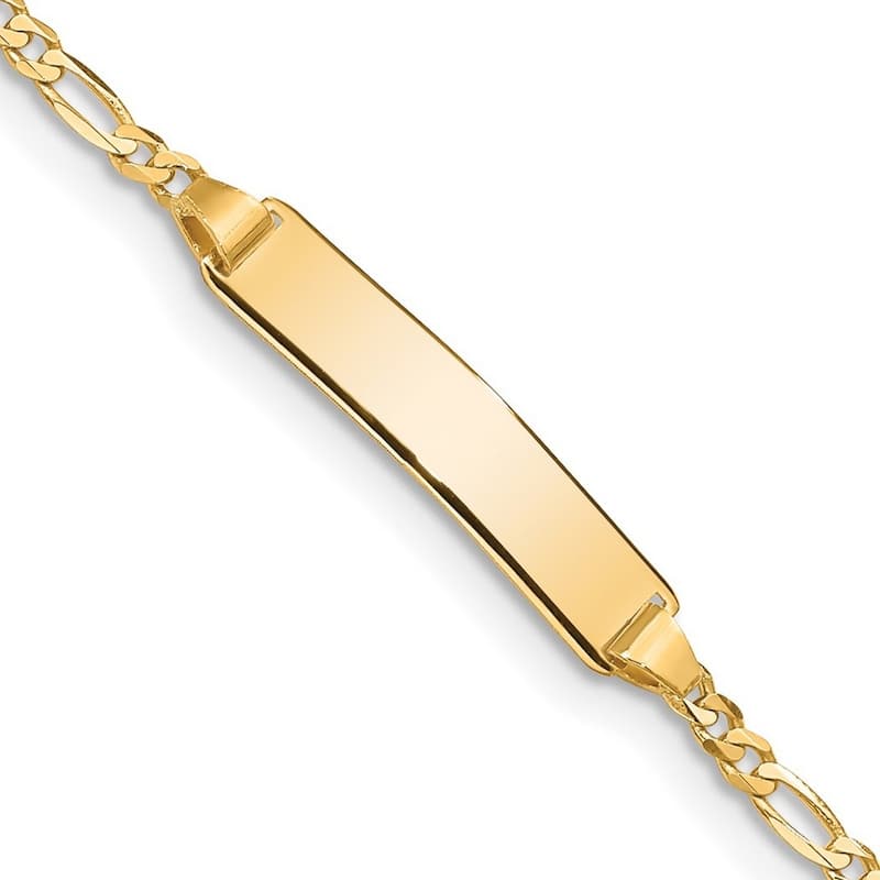 Curata 4.43mm 10k Yellow Gold Engravable Figaro Link ID Bracelet