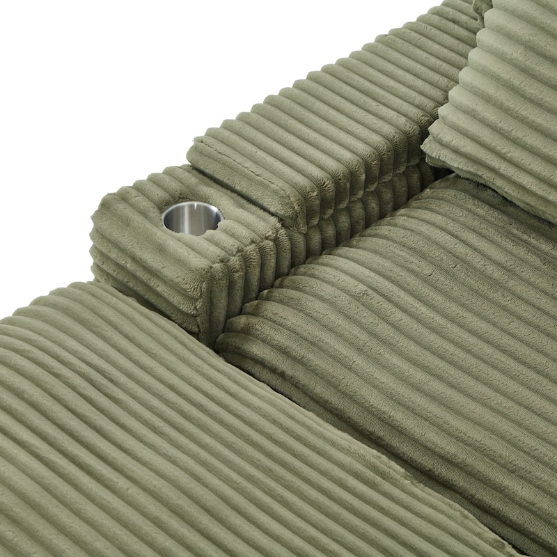 Corduroy Modular Sectional Sofa with USB Ports & Cup Holders, 2 Seat Couch Loveseat with 2 Ottomans Convertible Sleeper Sofa Bed