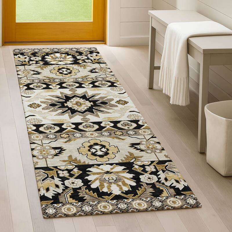 Machine Washable Indoor/ Outdoor Traditional Aspen Chantille Rug