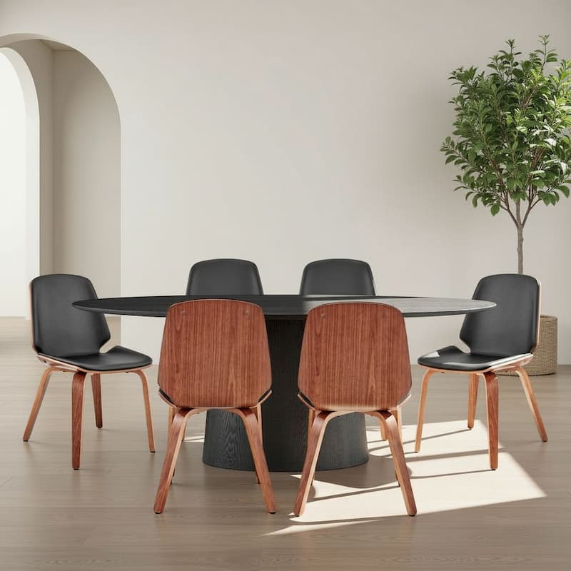 Brinley Walnut or Black Wood Upholstered Dining Chair