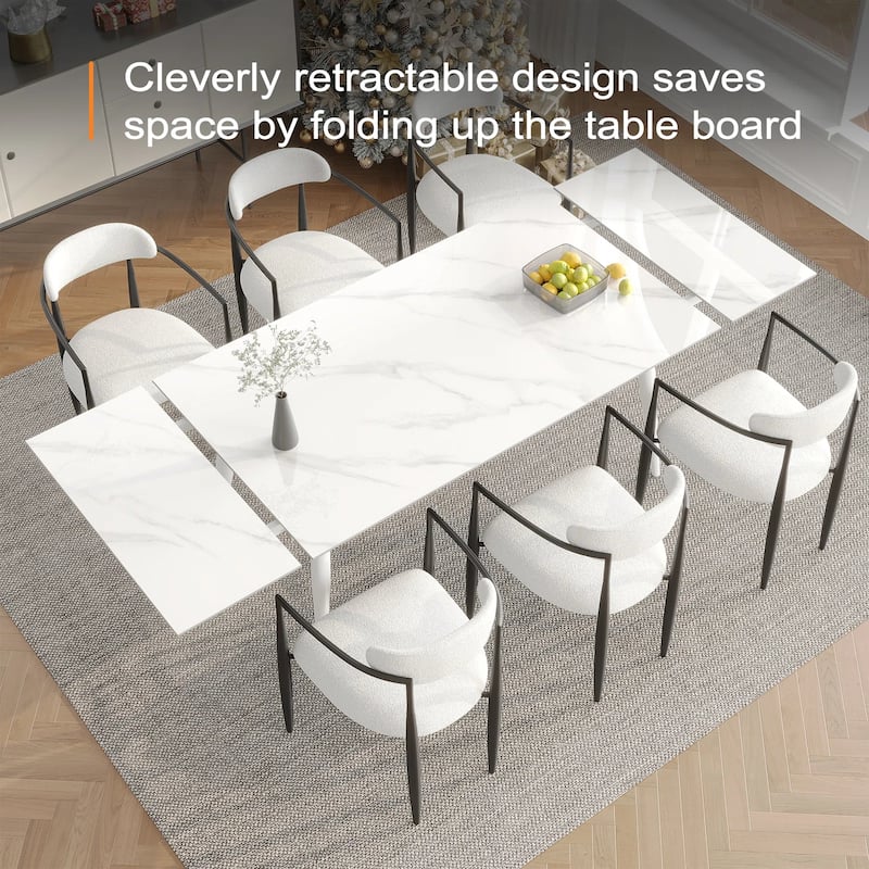 94.48" Rectangular Extendable Sintered Stone Dining Table