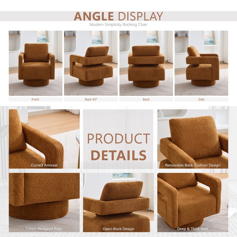 360 Degree Swivel Accent Chair with Open Back for Living Room