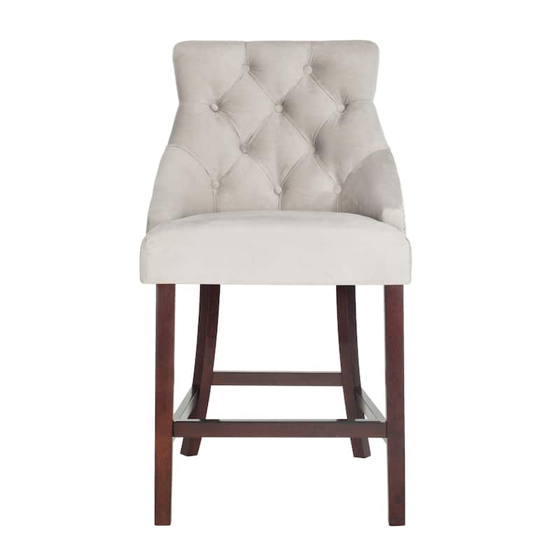 SAFAVIEH Dottie 26-inch Tufted Wing Back Counter Stool - Grey / Espresso (Set of 2) - 22.5" x 25" x 41" - 22.5" x 25" x 41"
