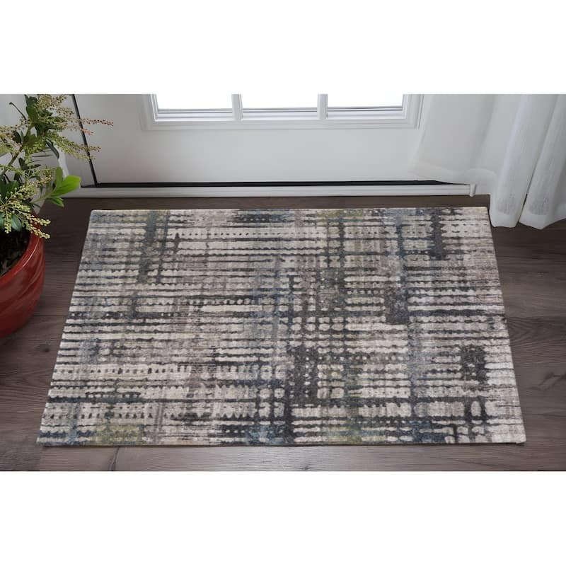 HomeRoots Abstract Industrial Rectangle Area Rug - 34.00 in. x 21.00 in.  x 1.00 in.