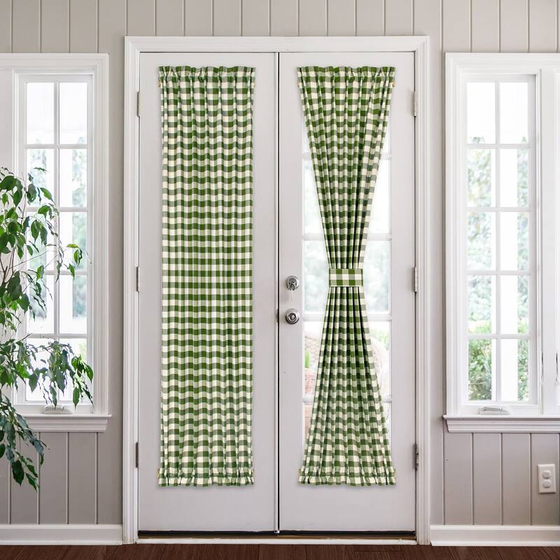 Buffalo Check Rod Pocket Door Panel and Tieback - 25x72 - Sage