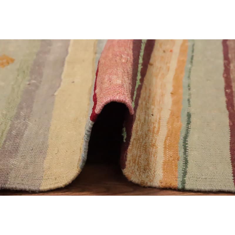 Hand Woven Oriental 100% Wool Carpet Southwestern Tribal Multi-Colored Kilim Area Rug - 8' 0'' X 5' 5''