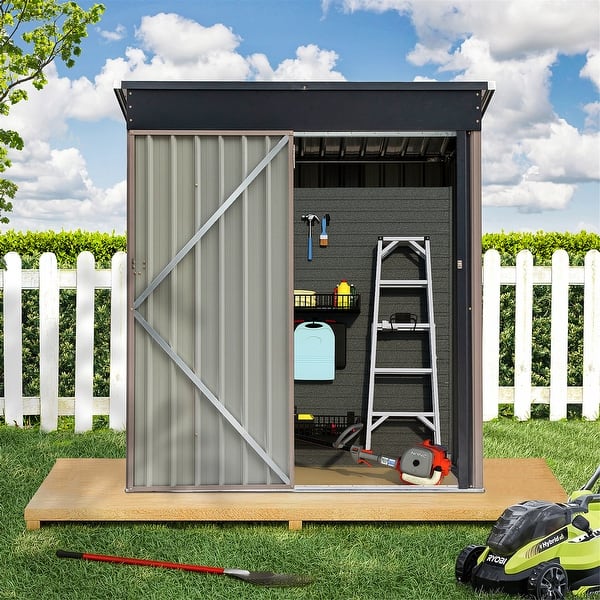 5x3 ft Outdoor Metal Storage Shed with Lockable Door Waterproof Design