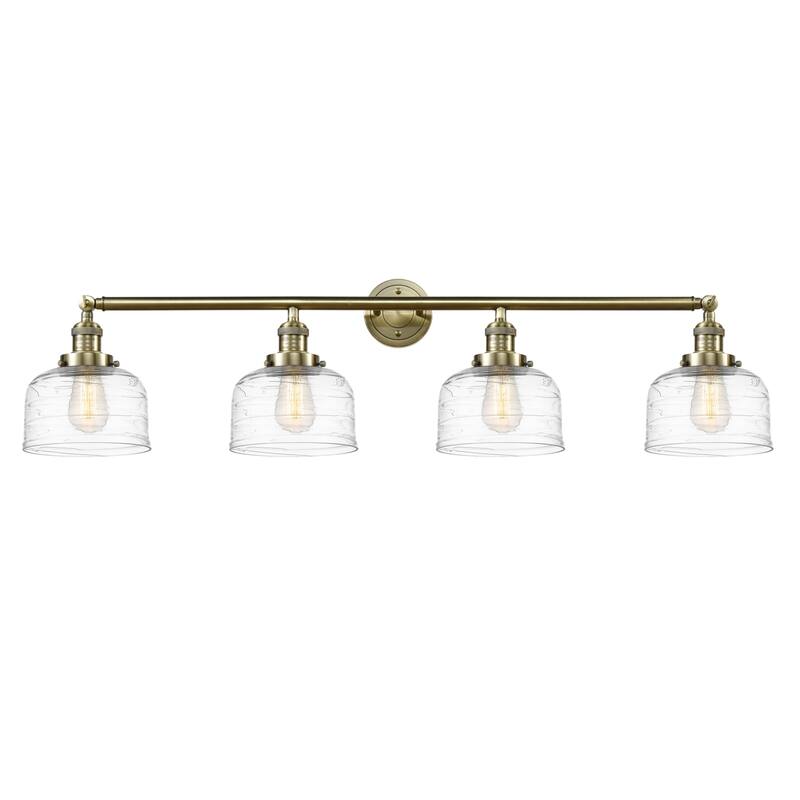 Innovations Lighting 215-10-44 Bell Vanity Bell 4 Light 44" Wide - Antique Brass / Clear Deco Swirl
