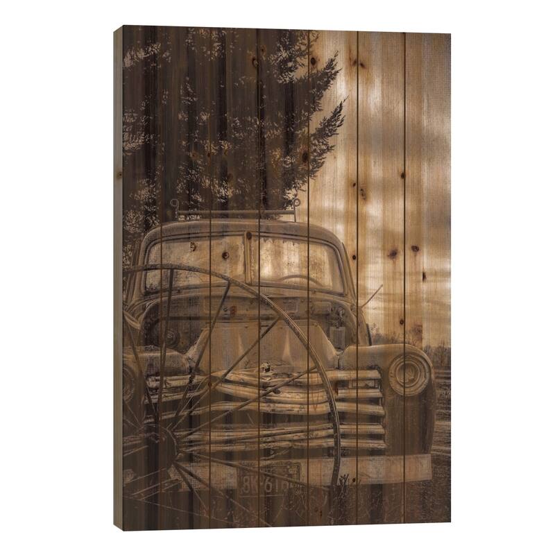 Vintage Truck Print On Wood by Don Schwartz - Multi-Color - 40x26x1.5