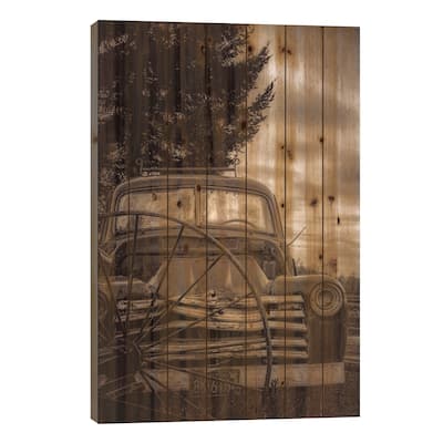 Vintage Truck Print On Wood by Don Schwartz - Multi-Color