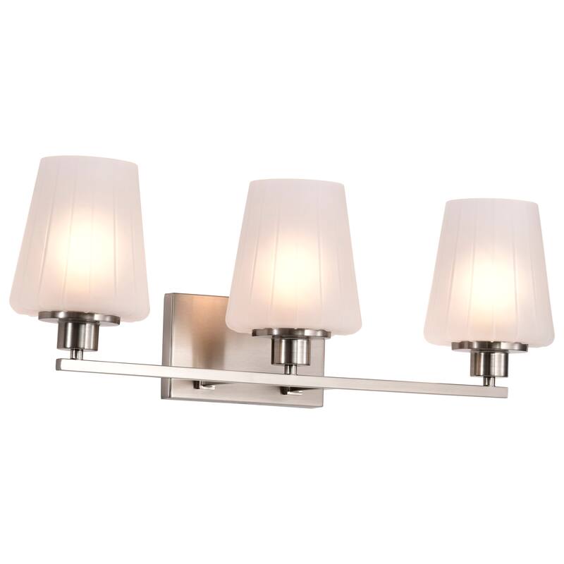 Lune 3 Light Vanity Brushed Nickel Finish Etched White Glass - Brushed Nickel