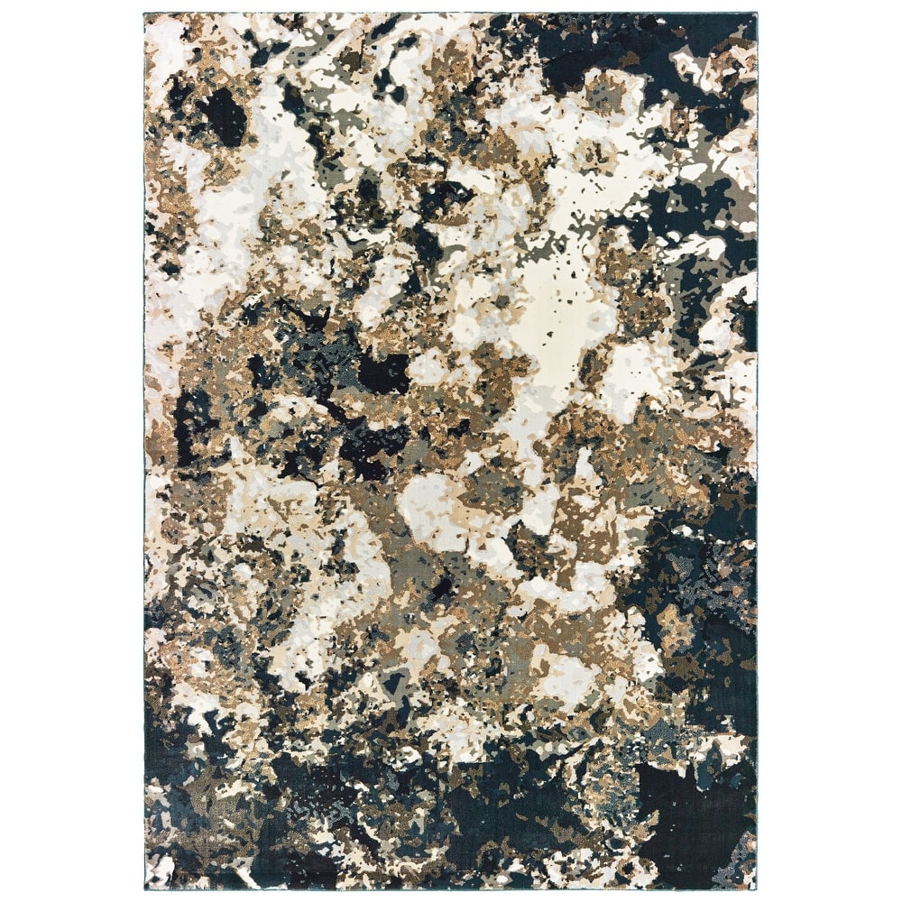 Style Haven Northshire Hi-low Textured Distressed Abstract Navy/ Gold Area Rug