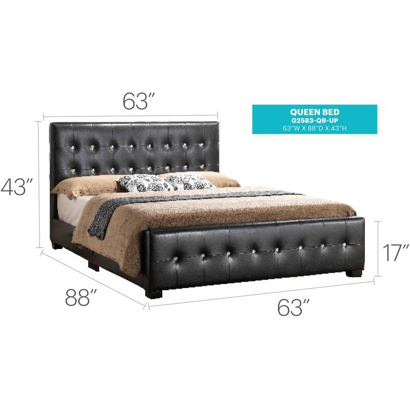 Black Queen Bed with Sleek Transitional Style, Sturdy Construction and Modern Appeal for Any Bedroom Setting