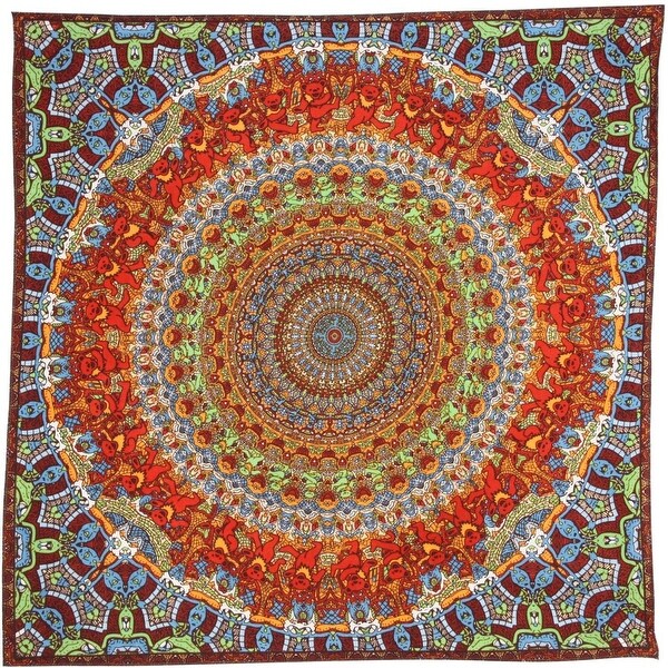Unique Handmade Cotton Grateful Dead Vibrating Bear Mandala Bandana Scarf 22x22