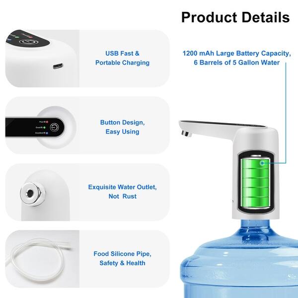 Brio-PU100 Universal Manual Drinking Water Pump - Fits Most 5-6 Gallon Water Bottles Including Glass (Grey/Black