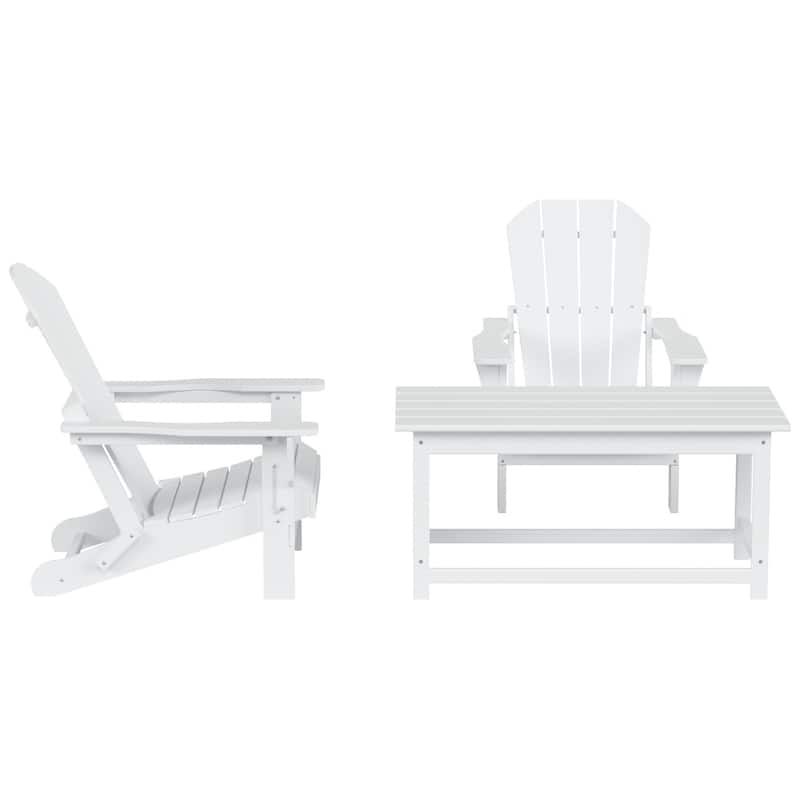 Laguna Hdpe All Weather Outdoor Patio Foldable Adirondack Chairs Conversation Set (3-Piece Set)