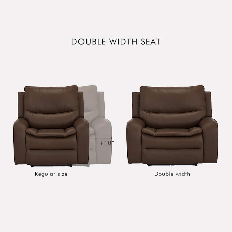 113" W Faux Leather Dual-Power Oversized Width Seat Sofa with Ajustable Headrest, USB & USB-C Charging