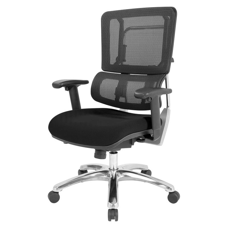 Black Mesh Back with Custom Fabric Seat and Chrome Base