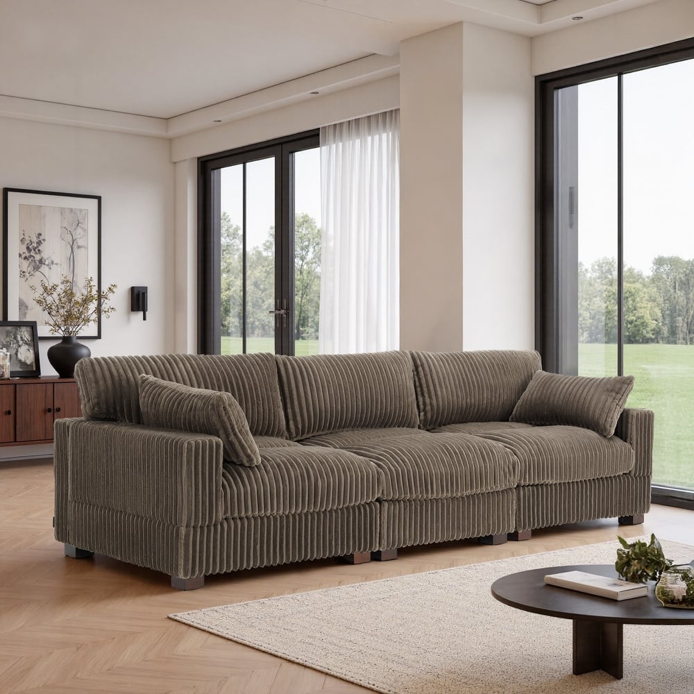 Plush Flannel Modular Sectional Sofa for Living Room
