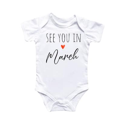 March Announcement - Baby Boy Girl Clothes Infant Bodysuit Funny Cute Newborn