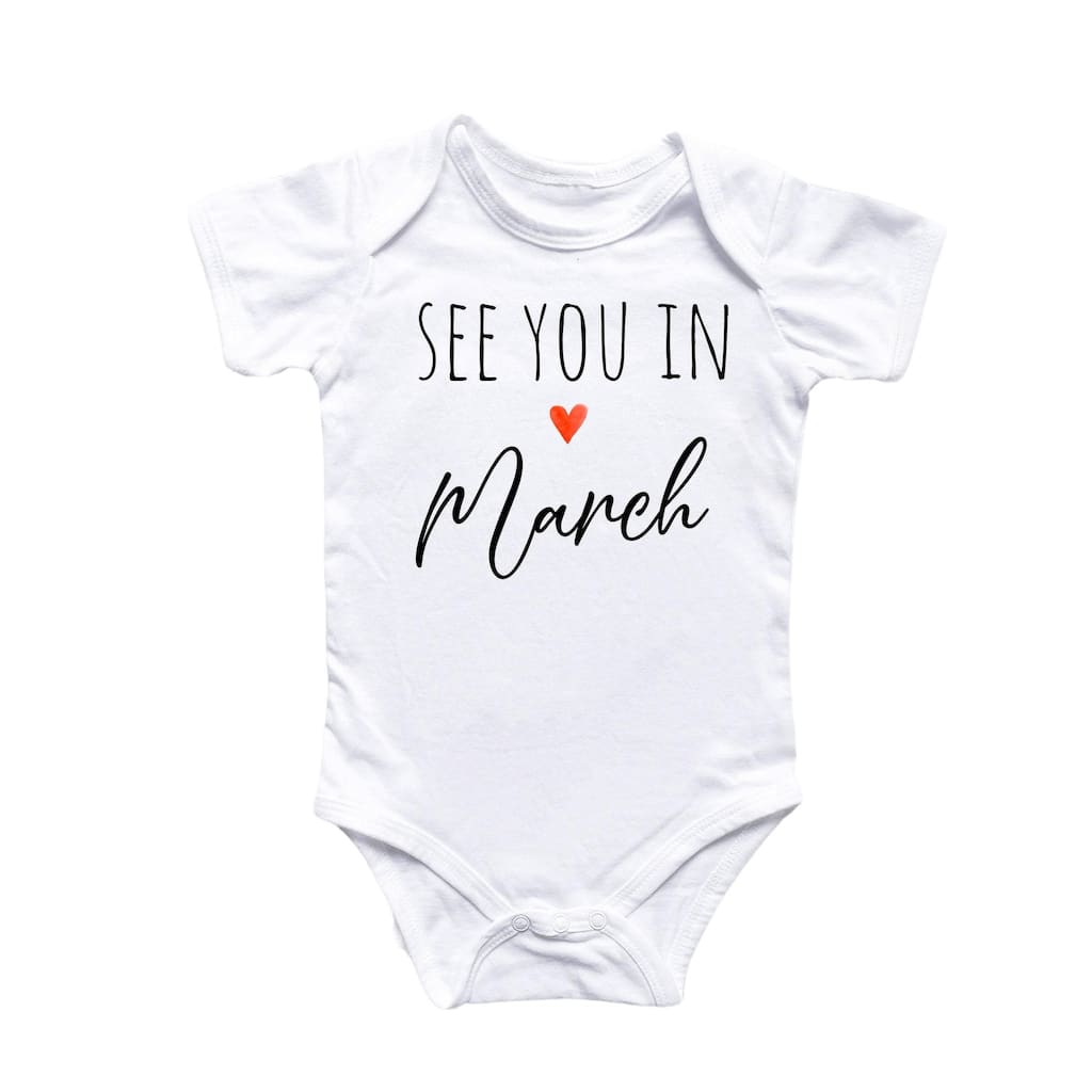 March Announcement - Baby Boy Girl Clothes Infant Bodysuit Funny Cute Newborn