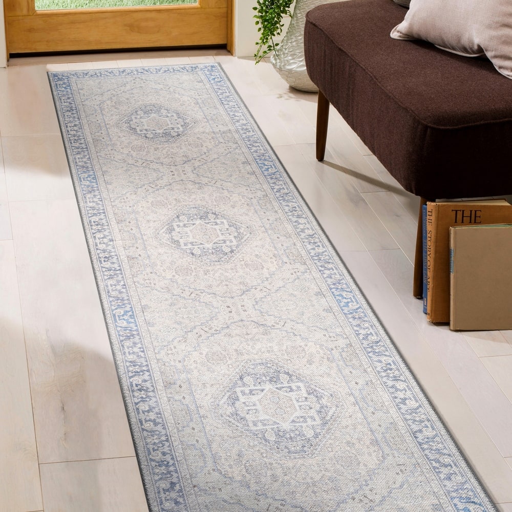 World Rug Gallery Medallion Flat Pile Washable Area Rug