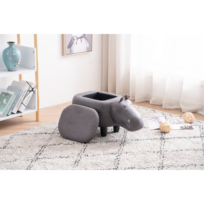 Animal Hippo Storage Upholstered Kids Ottoman
