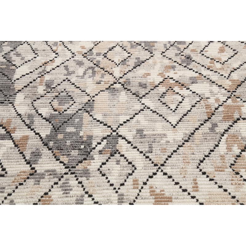 Geometric Moroccan Oriental Wool Area Rug Hand-knotted Modern Carpet - 5'4" x 7'5"