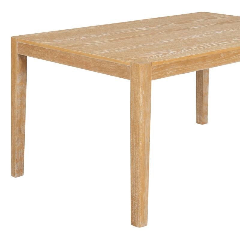 7-Piece Retro Dining Table Set for 6, 1 Rectangular Wood Dining Table Set for 6 with Upholstered Chairs for Dining Room
