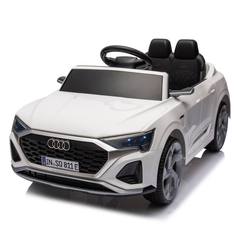 12V Kids Ride On Electric Car W/Parents Remote Control,Licensed Audi Sq8 For Kids,Volume Control,For Kids Aged 3-6. - White