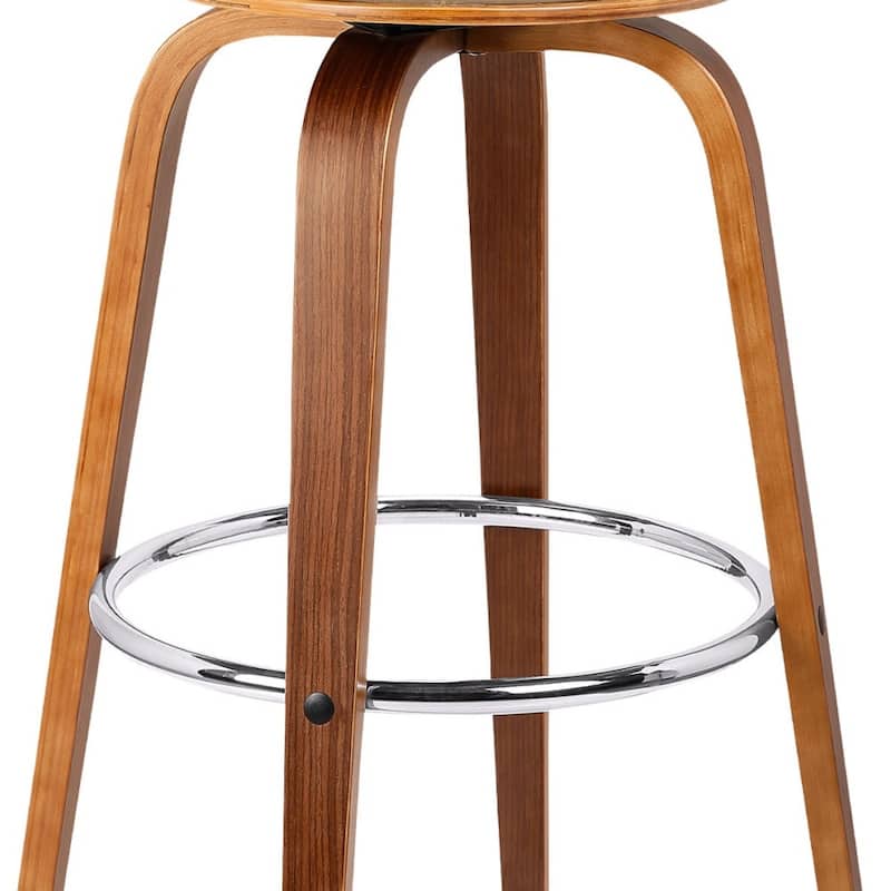 Fabric Backless Counter Height Swivel Bar Stool with Walnut Iron Frame