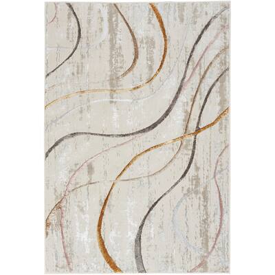 Nourison Glam Indoor Cream/Ivory Abstract Area Rug