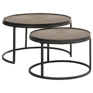 Rodrigo 2-piece Round Wood Nesting Table Set Weathered Elm - On Sale ...