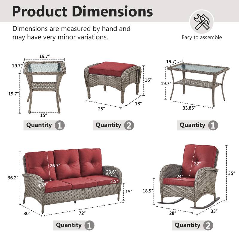Gymojoy Outdoor Wicker Patio Furniture Sofa Chair Set Weather-Resistant