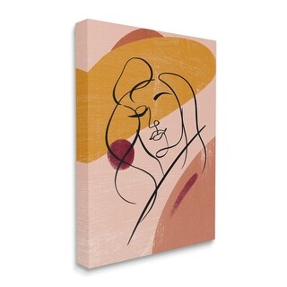 Stupell Abstract Female Portrait Linework Warm Circular Shapes Canvas ...